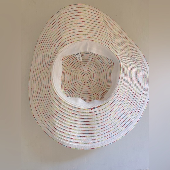 NWT BP. Nordstrom Floppy Straw Sun Hat White Rainbow - Picture 3 of 5